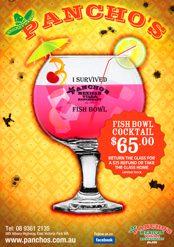 The famous fishbowl margarita at Pancho's Mexican Villa